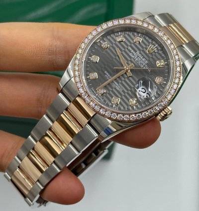 Rolex Datejust 36 126281rbr Grey Fluted Diamonds Oys
