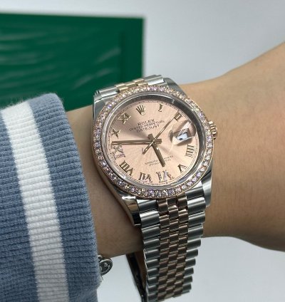 Rolex Datejust 36 126281rbr Ivix Pink Roman Dial Jubilee