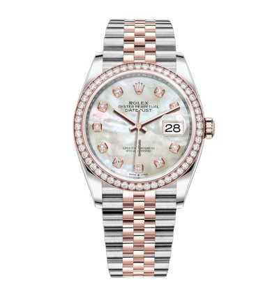 Rolex Datejust 36 126281rbr Jubilee Steel 18k Rose Gold Mop Diamond Dial 36 Mm