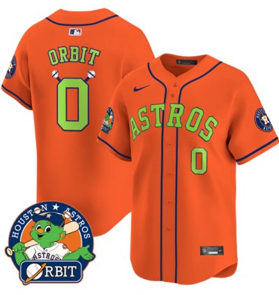 Orbit Jersey 0 Astros Orbit Patch Vapor Premier Limited V2 Stitched Orange
