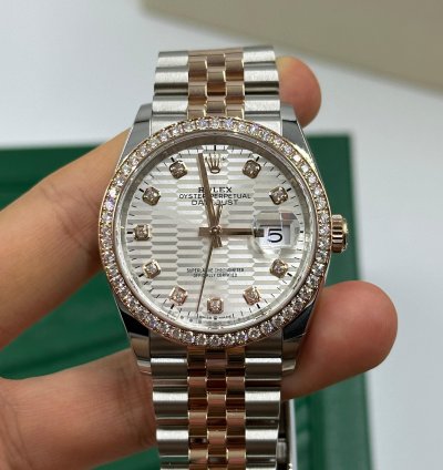 Rolex Datejust 36 126281rbr Silver Fluted Diamonds Dial Dial Jubilee