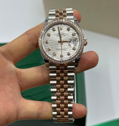 Rolex Datejust 36 126281rbr Silver Fluted Diamonds Dial Dial Jubilee