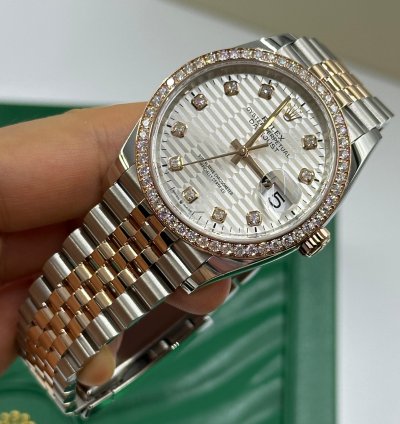 Rolex Datejust 36 126281rbr Silver Fluted Diamonds Dial Dial Jubilee