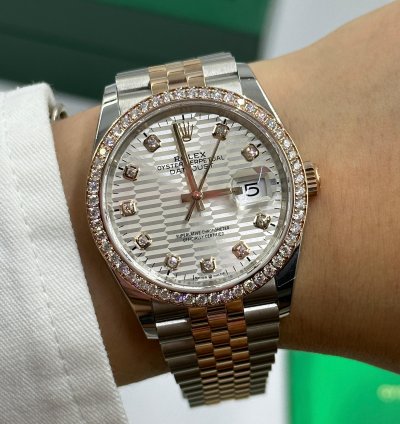 Rolex Datejust 36 126281rbr Silver Fluted Diamonds Dial Dial Jubilee