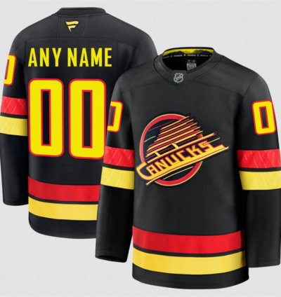 Mens Custom Vancouver Canucks Jersey Name Number 2025 Alternate Black