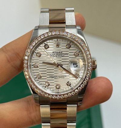 Rolex Datejust 36 126281rbr Silver Fluted Diamonds Dial Oyster