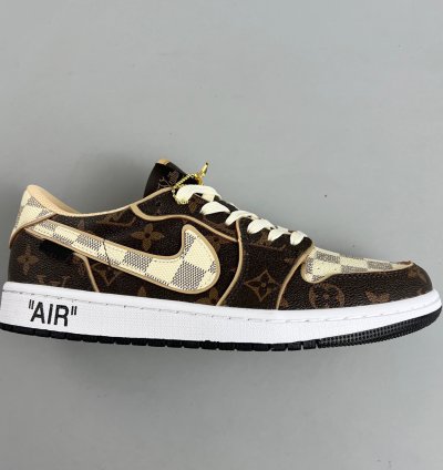 Louis Vuitton x Travis Scott x Jordan 1 Low Lv Damier Azur Brown