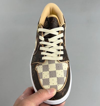 Louis Vuitton x Travis Scott x Jordan 1 Low Lv Damier Azur Brown