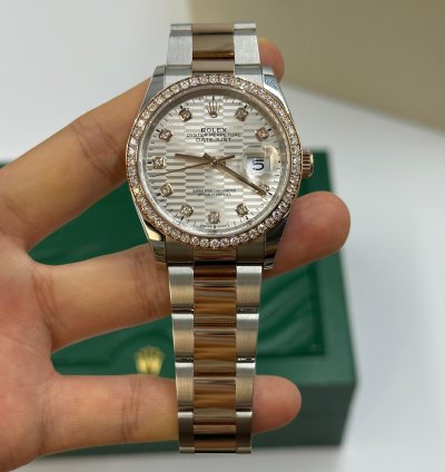 Rolex Datejust 36 126281rbr Silver Fluted Diamonds Dial Oyster