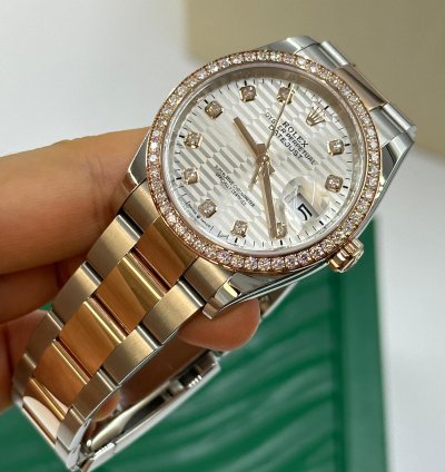 Rolex Datejust 36 126281rbr Silver Fluted Diamonds Dial Oyster