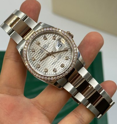 Rolex Datejust 36 126281rbr Silver Fluted Diamonds Dial Oyster