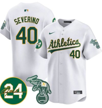 Luis Severino Jersey 40 Oakland Athletics 2025 Rickey Henderson Memorial Stitched White