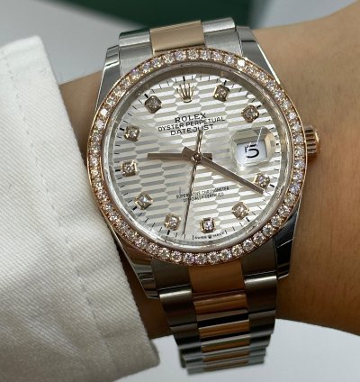 Rolex Datejust 36 126281rbr Silver Fluted Diamonds Dial Oyster