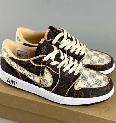 Louis Vuitton x Travis Scott x Jordan 1 Low Lv Damier Azur Brown
