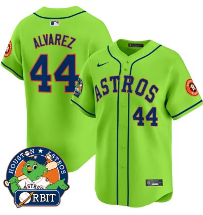 Yordan Álvarez Jersey 44 Astros Orbit Patch Vapor Premier Limited V2 Stitched Green