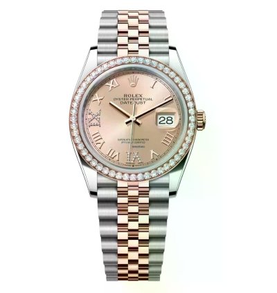 Rolex Datejust 36 126281rbr-0015 36mm Jubilee Two Tone Diamond Bezel Pink Roman Dial 2024