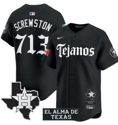 Screwston Jersey 713 Houston Astros Mexico Tejano Barrio Style Vapor Limited Stitched Black