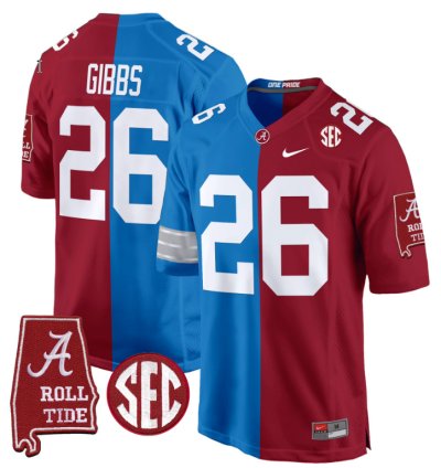 Jahmyr Gibbs Jersey 26 Alabama Crimson Tide Split Football Game Stitched