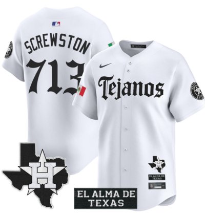 Screwston Jersey 713 Houston Astros Mexico Tejano Barrio Style Vapor Limited Stitched White