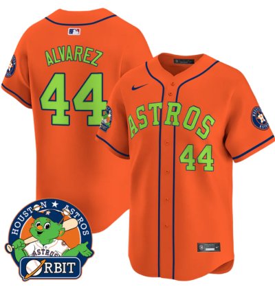 Yordan Álvarez Jersey 44 Astros Orbit Patch Vapor Premier Limited V2 Stitched Orange