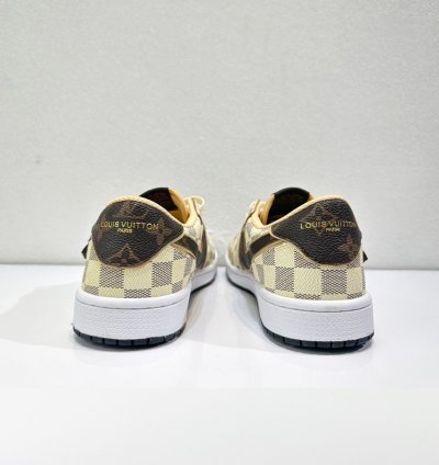 Louis Vuitton X Travis Scott Jordan 1 Low Lv Damier Azur White Brown