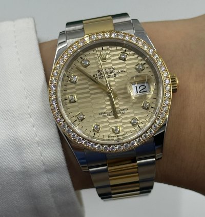Rolex Datejust 36 126283rbr Champagne Flueted Diamond Oyster