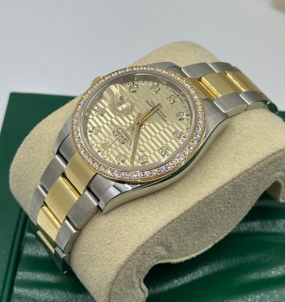 Rolex Datejust 36 126283rbr Champagne Flueted Diamond Oyster