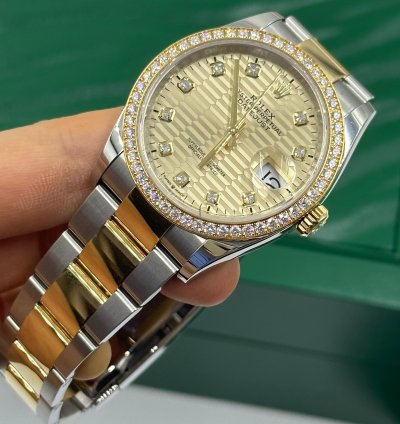 Rolex Datejust 36 126283rbr Champagne Flueted Diamond Oyster