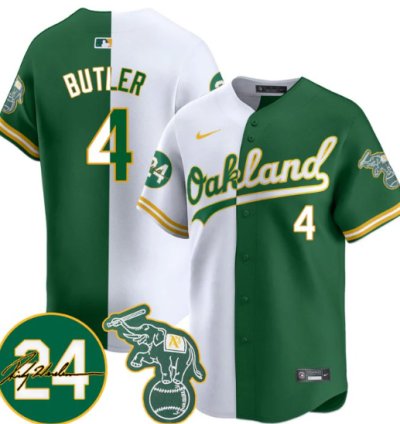 Lawrence Butler Jersey 4 Oakland Athletics 2025 Rickey Henderson Memorial Stitched Split