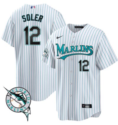 Jorge Soler Jersey 12 Miami Marlins Throwback Cool Base All Stitched