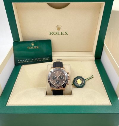 Rolex Daytona 116515ln Rose Gold Oysterflex Chocolate Dial Unworn 2023