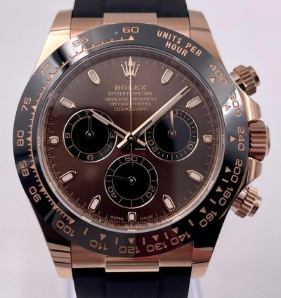 Rolex Daytona 116515ln Rose Gold Oysterflex Chocolate Dial Unworn 2023