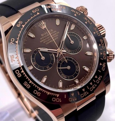 Rolex Daytona 116515ln Rose Gold Oysterflex Chocolate Dial Unworn 2023