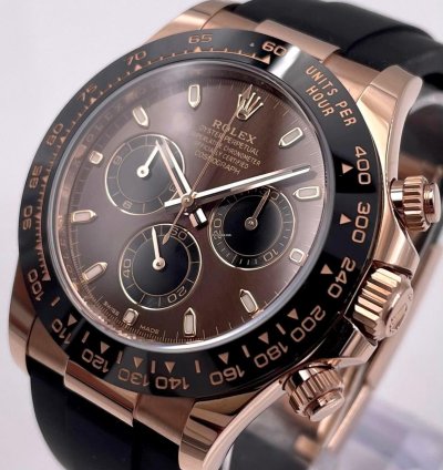 Rolex Daytona 116515ln Rose Gold Oysterflex Chocolate Dial Unworn 2023