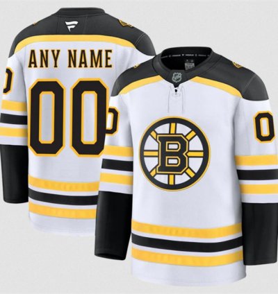 Mens Custom Boston Bruins Jersey Name Number 2025 Away White Stitched