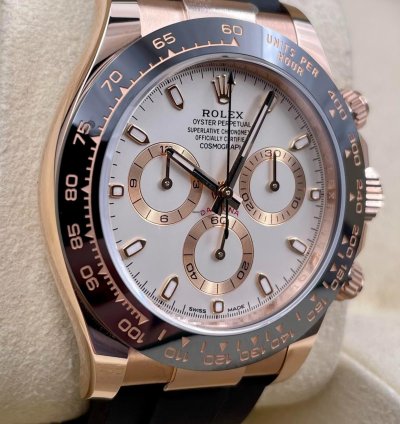 Rolex Daytona 116515ln Rose Gold Oysterflex Ivory Dial Unworn 2022