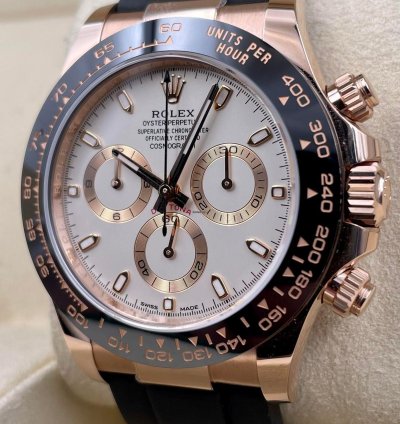 Rolex Daytona 116515ln Rose Gold Oysterflex Ivory Dial Unworn 2022