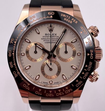 Rolex Daytona 116515ln Rose Gold Oysterflex Ivory Dial Unworn 2022