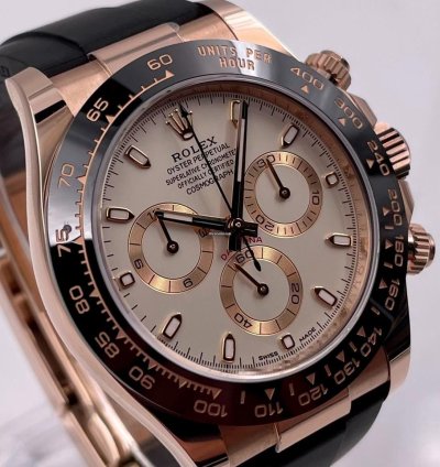 Rolex Daytona 116515ln Rose Gold Oysterflex Ivory Dial Unworn 2022