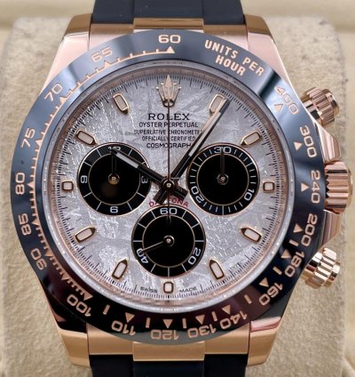 Rolex Daytona 116515ln Rose Gold Oysterflex Meteorite Dial Unworn 2023