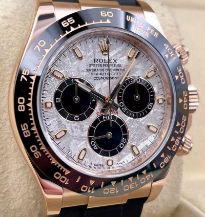 Rolex Daytona 116515ln Rose Gold Oysterflex Meteorite Dial Unworn 2023