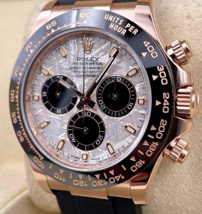 Rolex Daytona 116515ln Rose Gold Oysterflex Meteorite Dial Unworn 2023