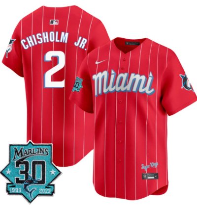 Jazz Chisholm Jr Jersey 2 Miami Marlins 30 Seasons Anniversary Patch Limited Stitched City Connect