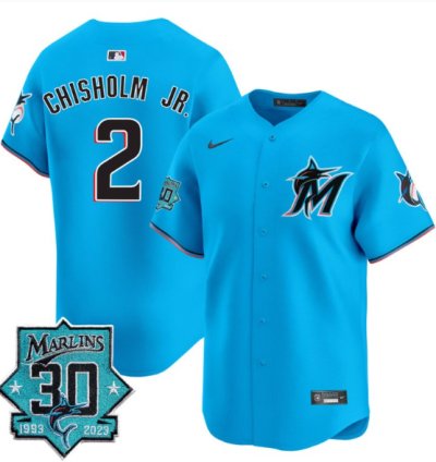 Jazz Chisholm Jr Jersey 2 Miami Marlins 30 Seasons Anniversary Patch Limited Stitched Blue