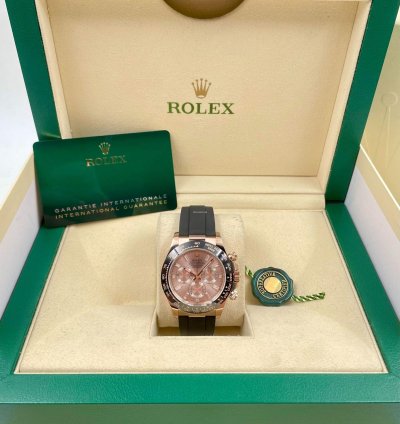 Rolex Daytona 116515ln Rose Gold Oysterflex Sundust Baguette Dial Unworn 2023
