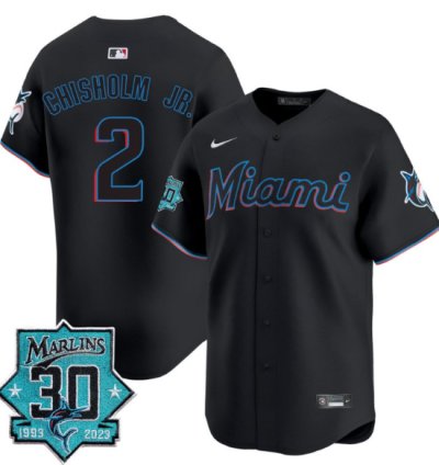 Jazz Chisholm Jr Jersey 2 Miami Marlins 30 Seasons Anniversary Patch Limited Stitched Black