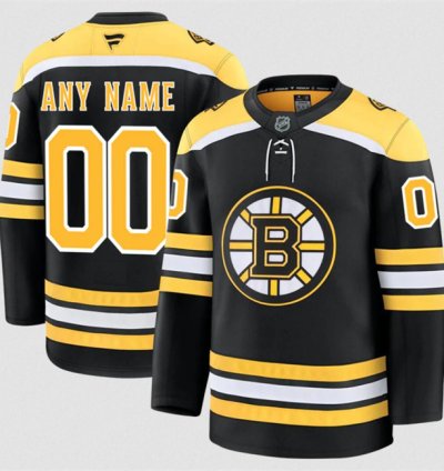 Mens Custom Boston Bruins Jersey Name Number 2025 Home Black Stitched