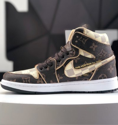 Louis Vuitton x Air Jordan 1 High Lv Damier Azur Monogram Brown