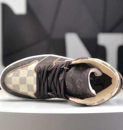 Louis Vuitton x Air Jordan 1 High Lv Damier Azur Monogram Brown