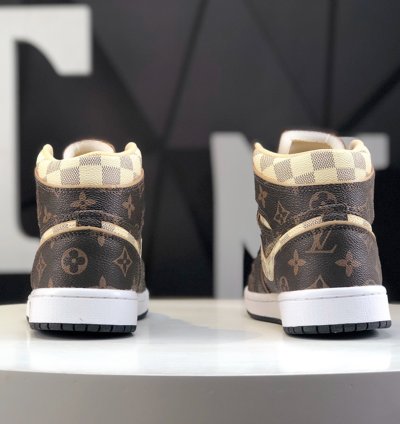 Louis Vuitton x Air Jordan 1 High Lv Damier Azur Monogram Brown